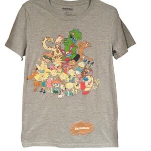 Nickelodeon All Over Cartoon Characters Graphic T Shirt SM Adult